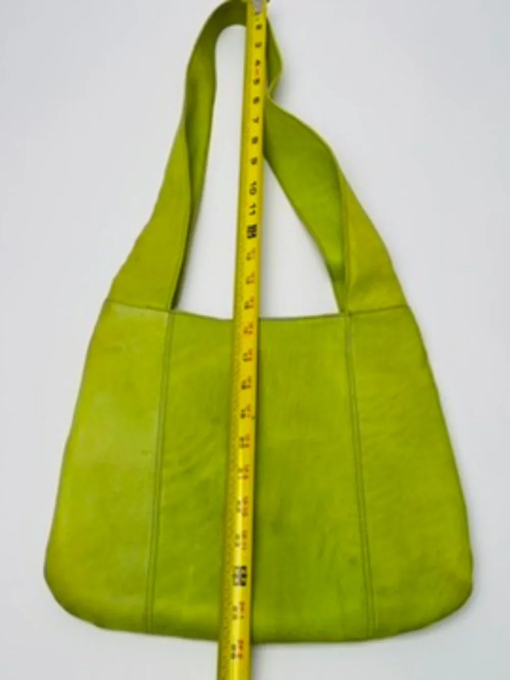 SABINA New York Real Leather Ergonomic Hobo Shoulder Bag Lime Green Chartreuse